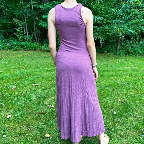 GAP soft gray purple stripe soft maxi dress, XS/S. - Picture 6 of 6